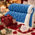 Pătură cu Blană Albastră Plis Parfum 45 ml Cadou 200 cm pe 230 cm