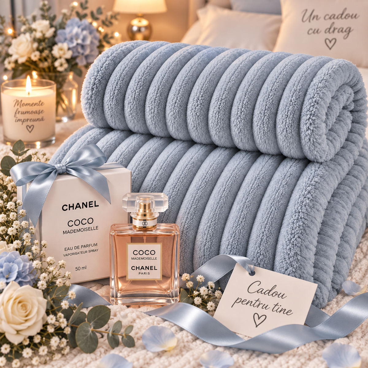 Pătură Gri Plus Parfum 45ml Cadou 200cm pe 230cm