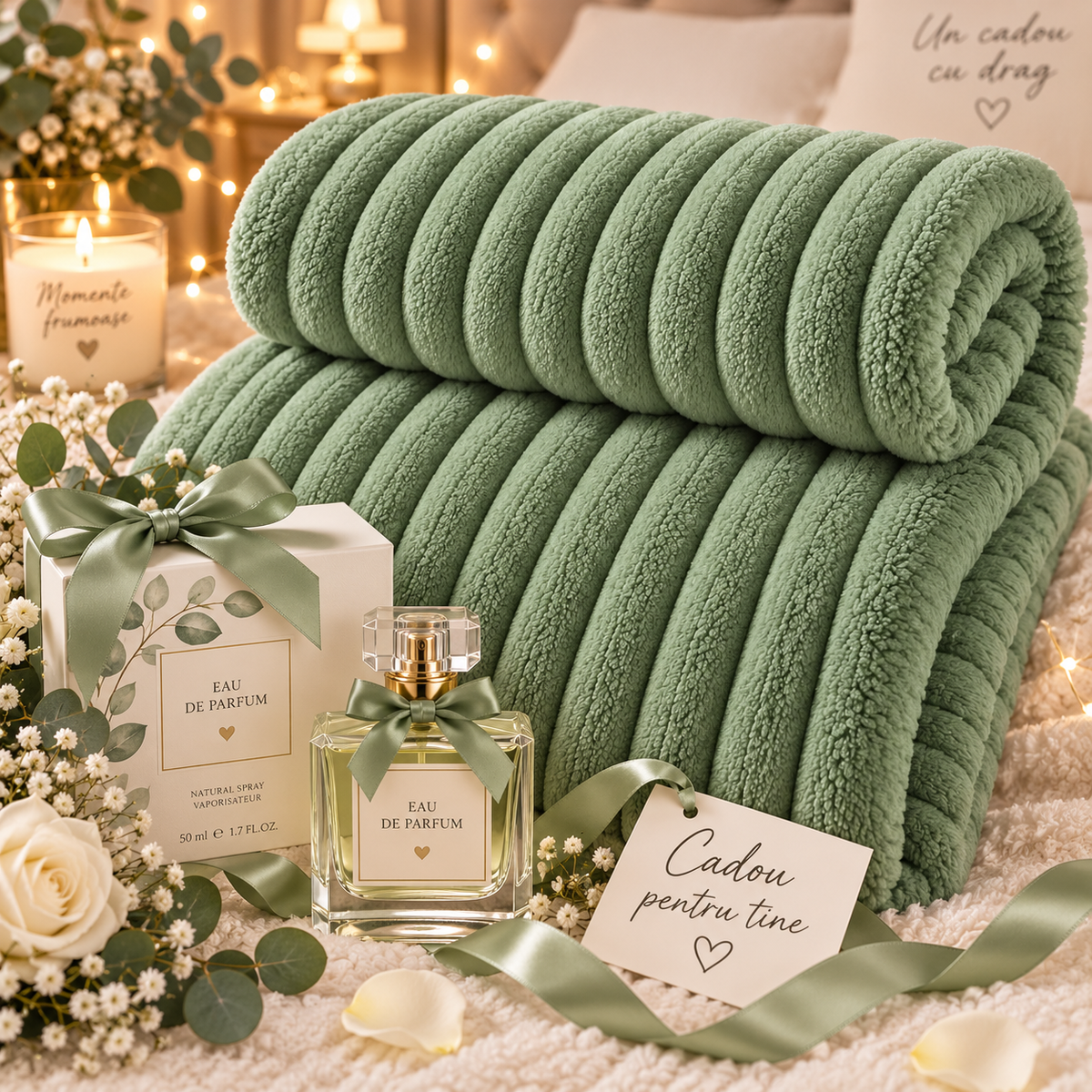 Pătură Verde Plus Parfum 45 ml Cadou 200 cm pe 230 cm